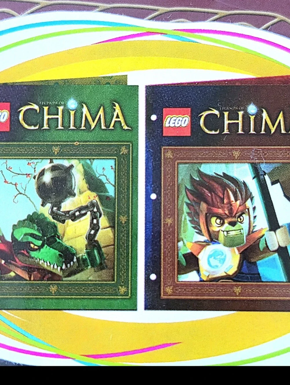 NWT 2 Lego Chima Character Pocket Folders - 1 Green & 1 Brown
